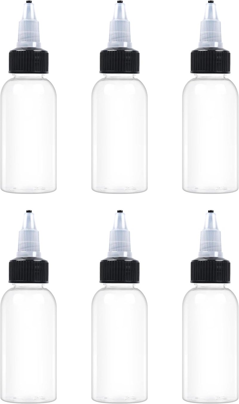 EOSAU 6 Pcs 1oz Plastic Squeeze Bottles with Twist Top Cap, 30ml Clear Dispensing Bottles, Empty Squirt Bottle for Liquids, Sauces, Arts, Crafts, Travel - Image 1